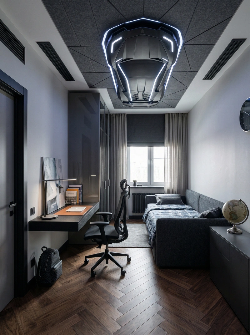 Дизайн спальни в стиле Контемпорари — фото интерьера от нейросети RoomGPT