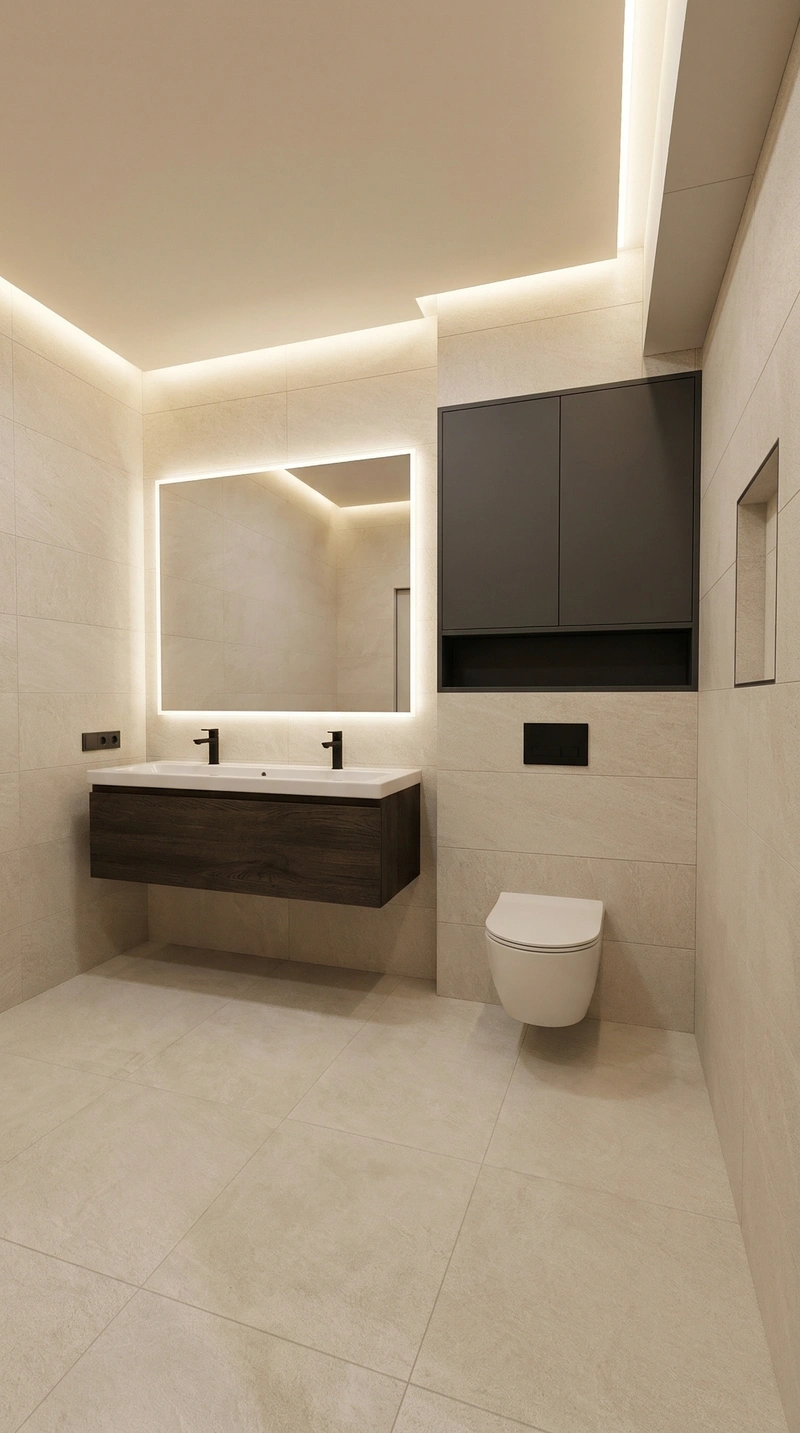 Дизайн ванной в стиле Минимализм — фото интерьера от нейросети RoomGPT