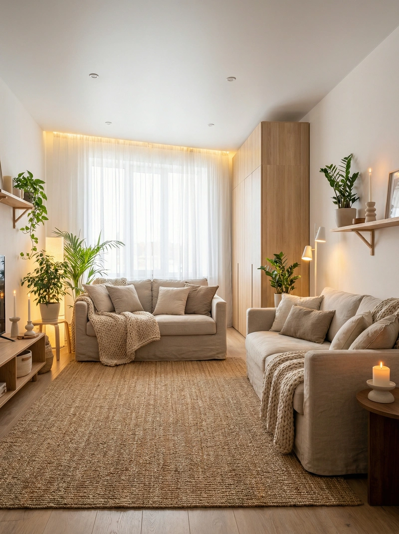 Дизайн интерьера в стиле Хюгге — Гостиная от нейросети RoomGPT