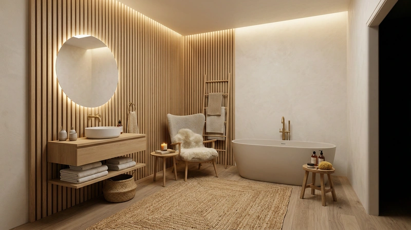 Дизайн интерьера в стиле Хюгге — Ванная от нейросети RoomGPT