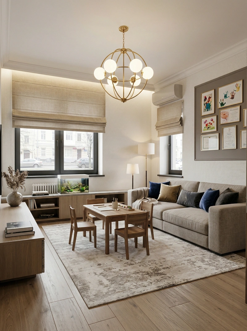 Дизайн гостиной в стиле Контемпорари — фото интерьера от нейросети RoomGPT