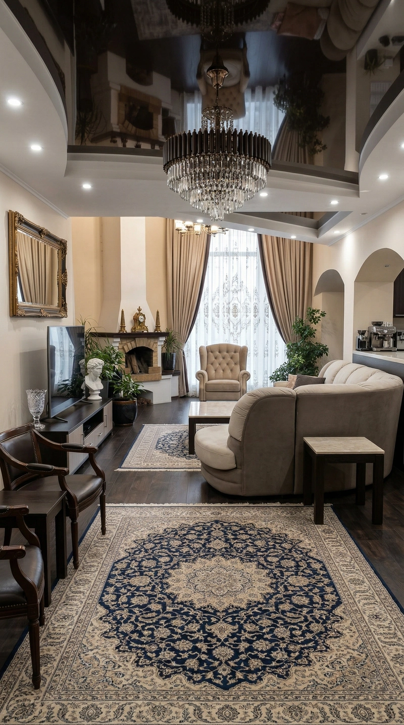 Дизайн гостиной в стиле Классика — фото интерьера от нейросети RoomGPT