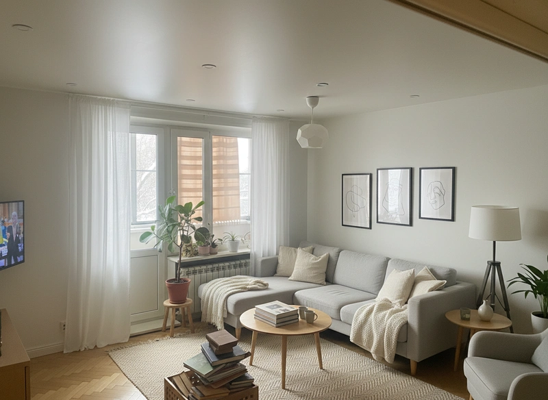 Дизайн интерьера в стиле Хюгге — Гостиная от нейросети RoomGPT