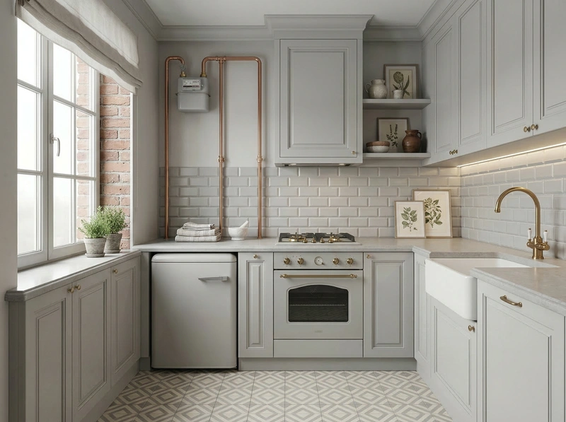 Дизайн кухни в стиле Классика — фото интерьера от нейросети RoomGPT