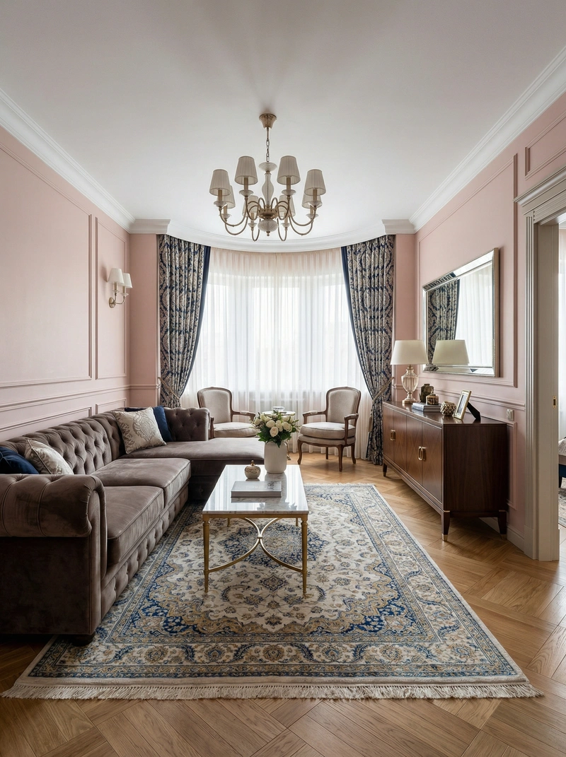 Дизайн интерьера в стиле Классика — Гостиная от нейросети RoomGPT