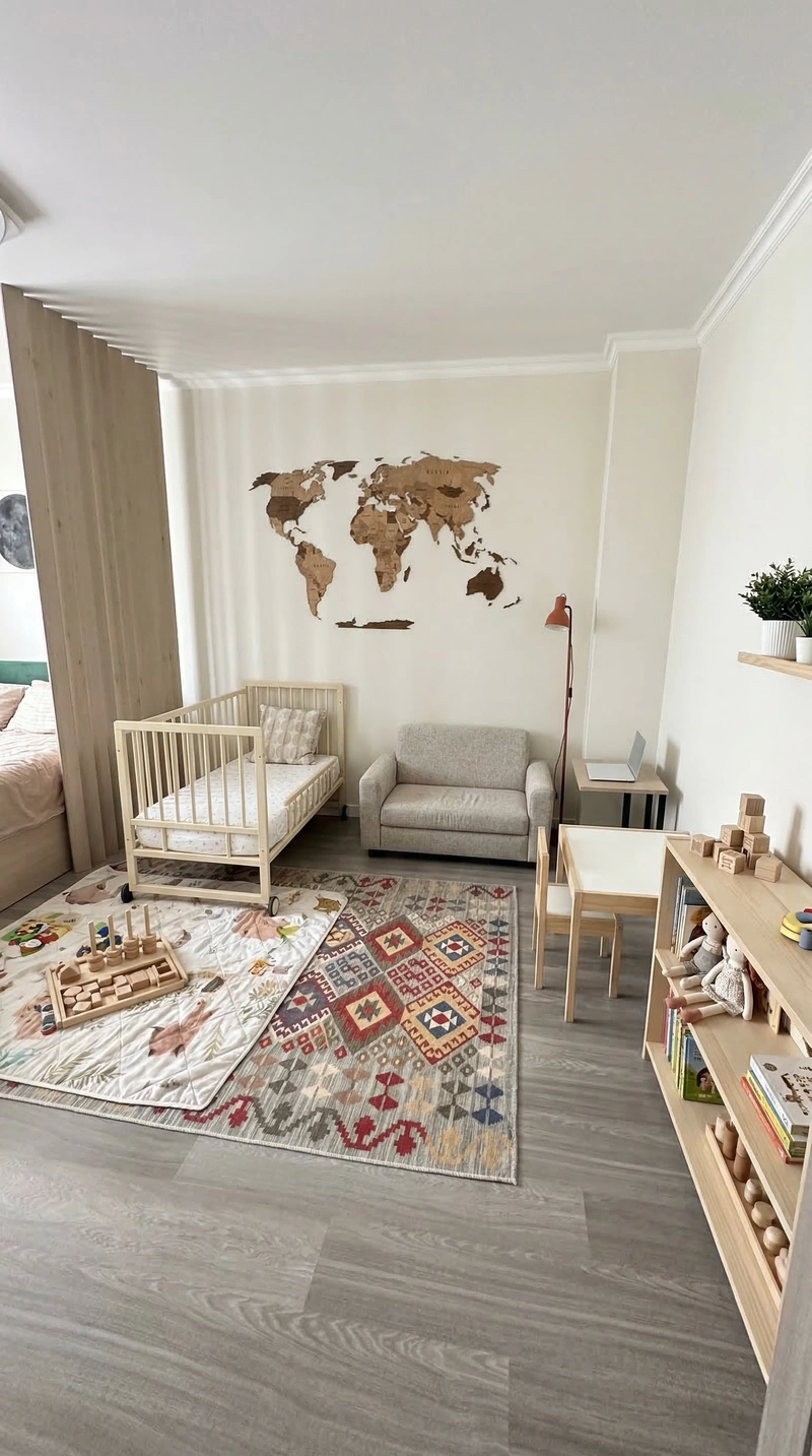 Дизайн детской в стиле Сканди — фото интерьера от нейросети RoomGPT