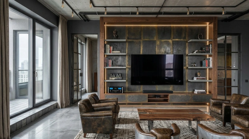 Дизайн гостиной в стиле Лофт — фото интерьера от нейросети RoomGPT