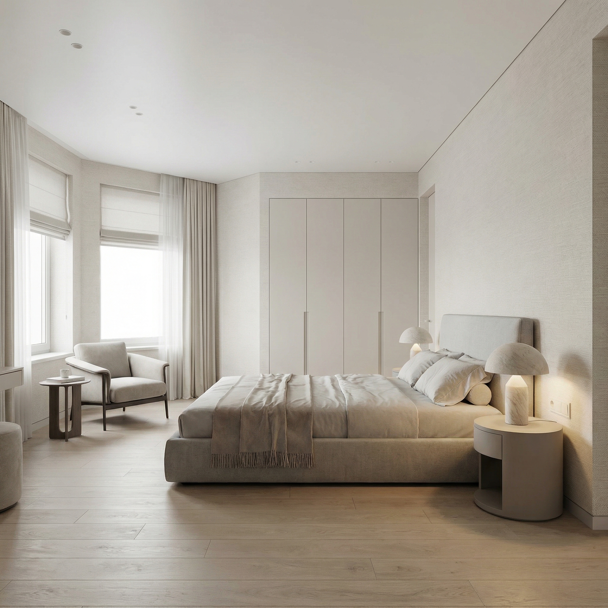 Дизайн спальни в стиле Минимализм — фото интерьера от нейросети RoomGPT
