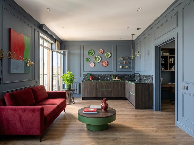 Дизайн кухни в стиле Эклектика — фото интерьера от нейросети RoomGPT