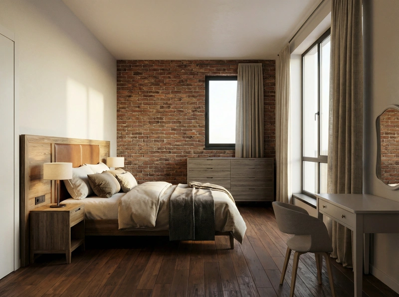 Дизайн интерьера в стиле Лофт — Спальня от нейросети RoomGPT