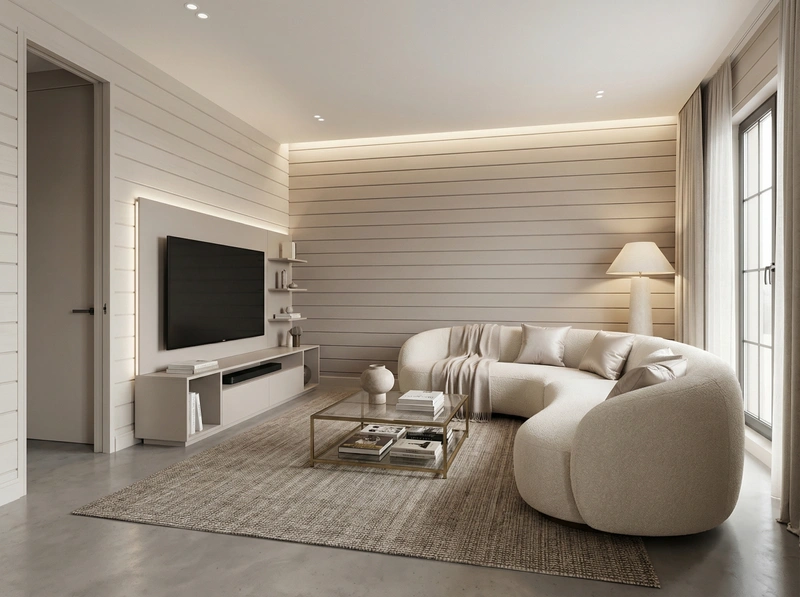 Дизайн интерьера в стиле Контемпорари — Гостиная от нейросети RoomGPT