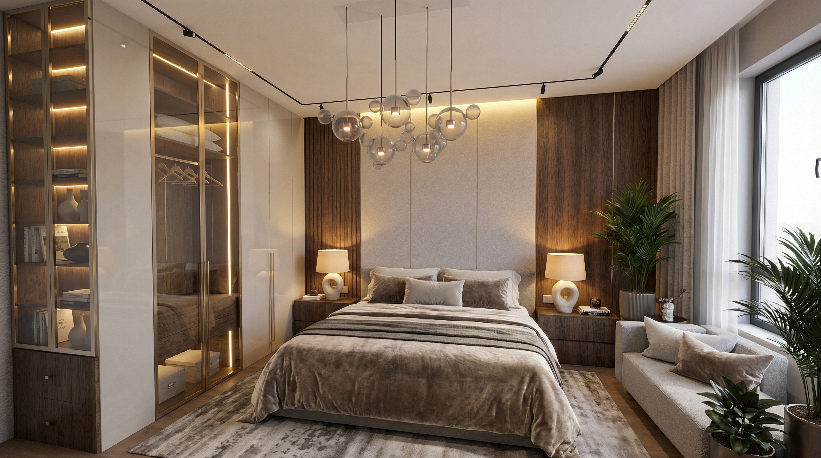 Дизайн спальни в стиле Контемпорари — фото интерьера от нейросети RoomGPT