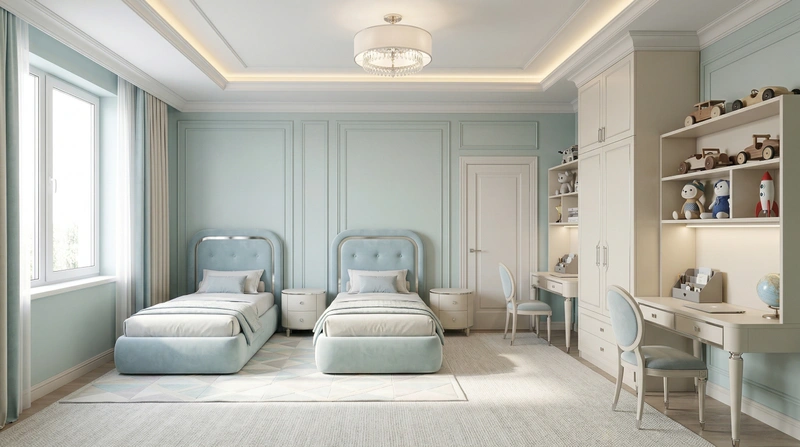 Дизайн детской в стиле Неоклассика — фото интерьера от нейросети RoomGPT