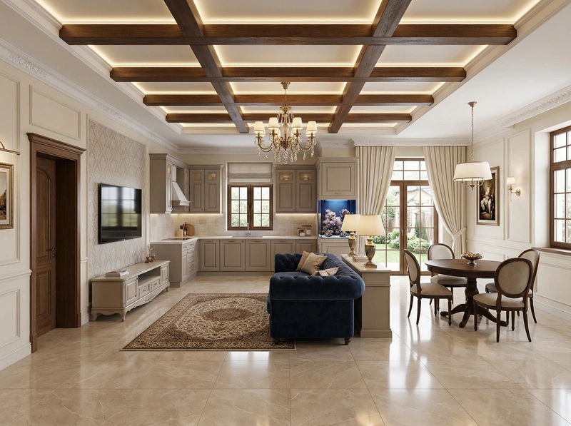 Дизайн интерьера в стиле Классика — Гостиная от нейросети RoomGPT