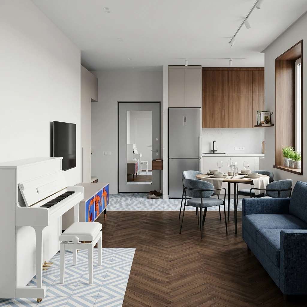 Дизайн интерьера в стиле Минимализм — Гостиная от нейросети RoomGPT