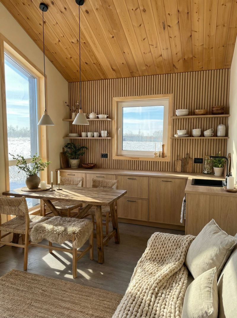 Дизайн интерьера в стиле Хюгге — Кухня от нейросети RoomGPT