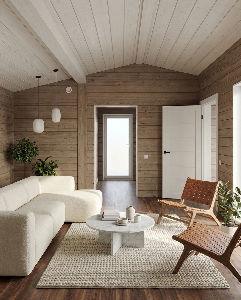 Дизайн гостиной в стиле Сканди — фото интерьера от нейросети RoomGPT