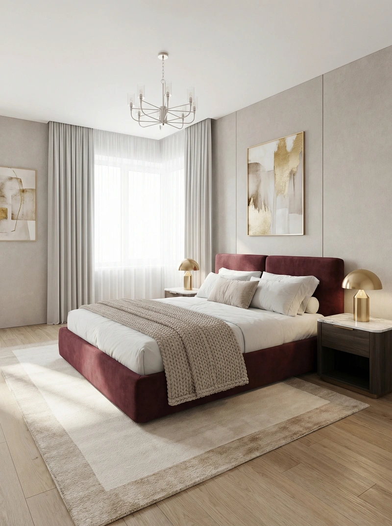 Дизайн интерьера в стиле Контемпорари — Спальня от нейросети RoomGPT