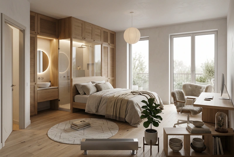 Дизайн интерьера в стиле Хюгге — Спальня от нейросети RoomGPT