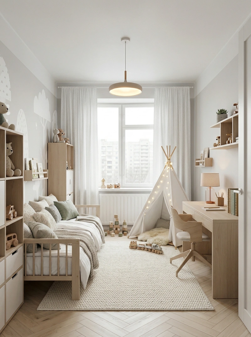 Дизайн детской в стиле Хюгге — фото интерьера от нейросети RoomGPT