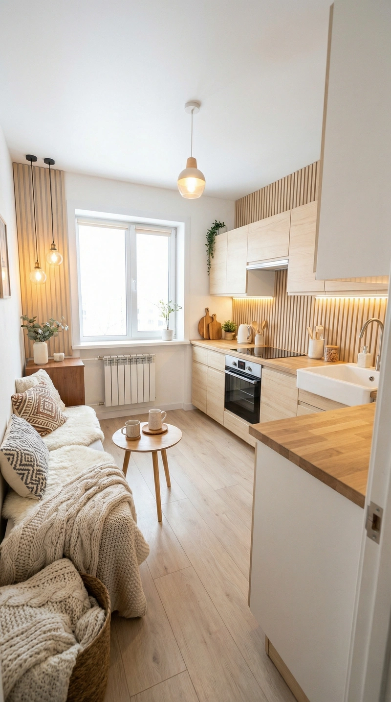 Дизайн интерьера в стиле Хюгге — Кухня от нейросети RoomGPT