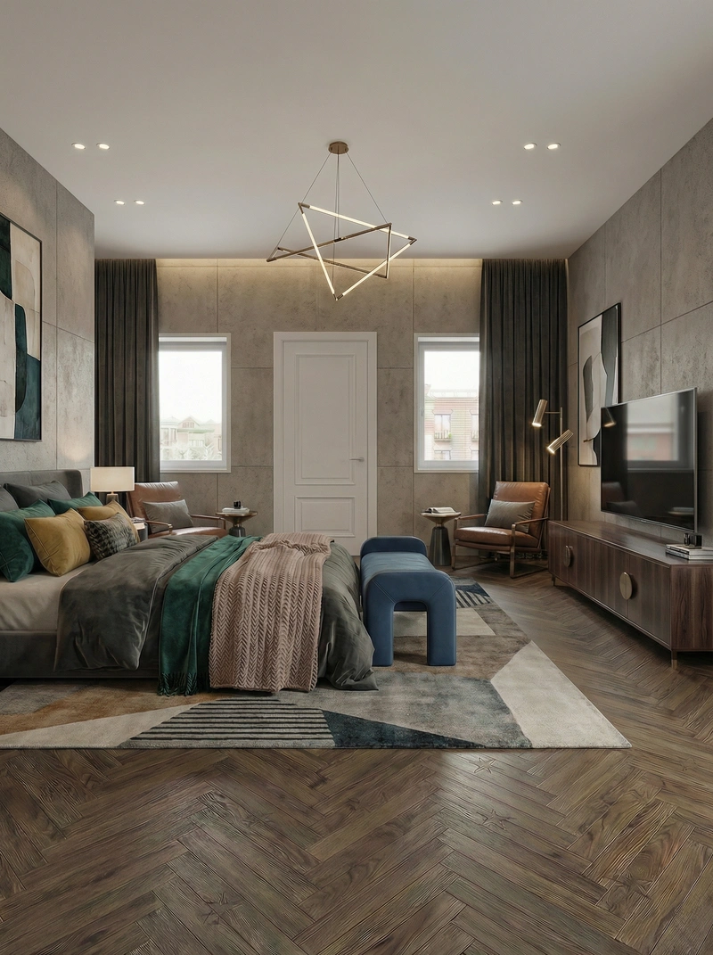 Дизайн интерьера в стиле Контемпорари — Спальня от нейросети RoomGPT