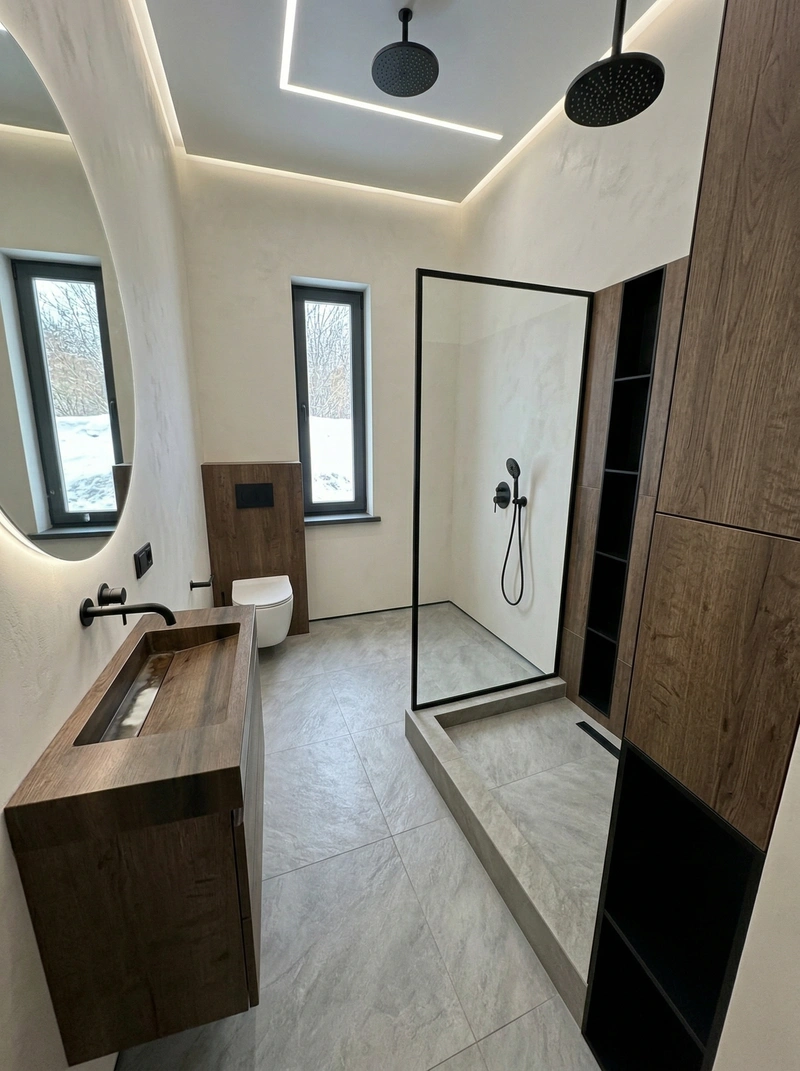 Дизайн ванной в стиле Контемпорари — фото интерьера от нейросети RoomGPT