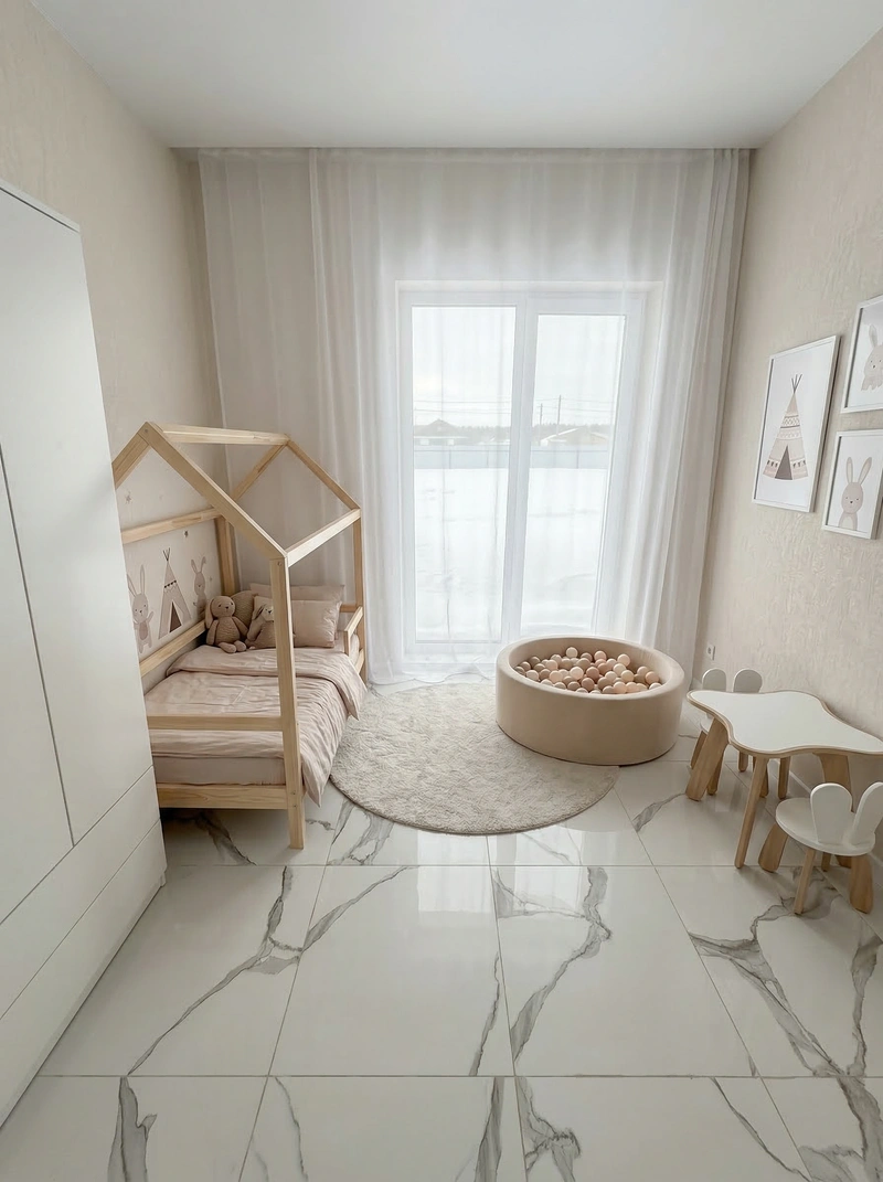 Дизайн детской в стиле Минимализм — фото интерьера от нейросети RoomGPT
