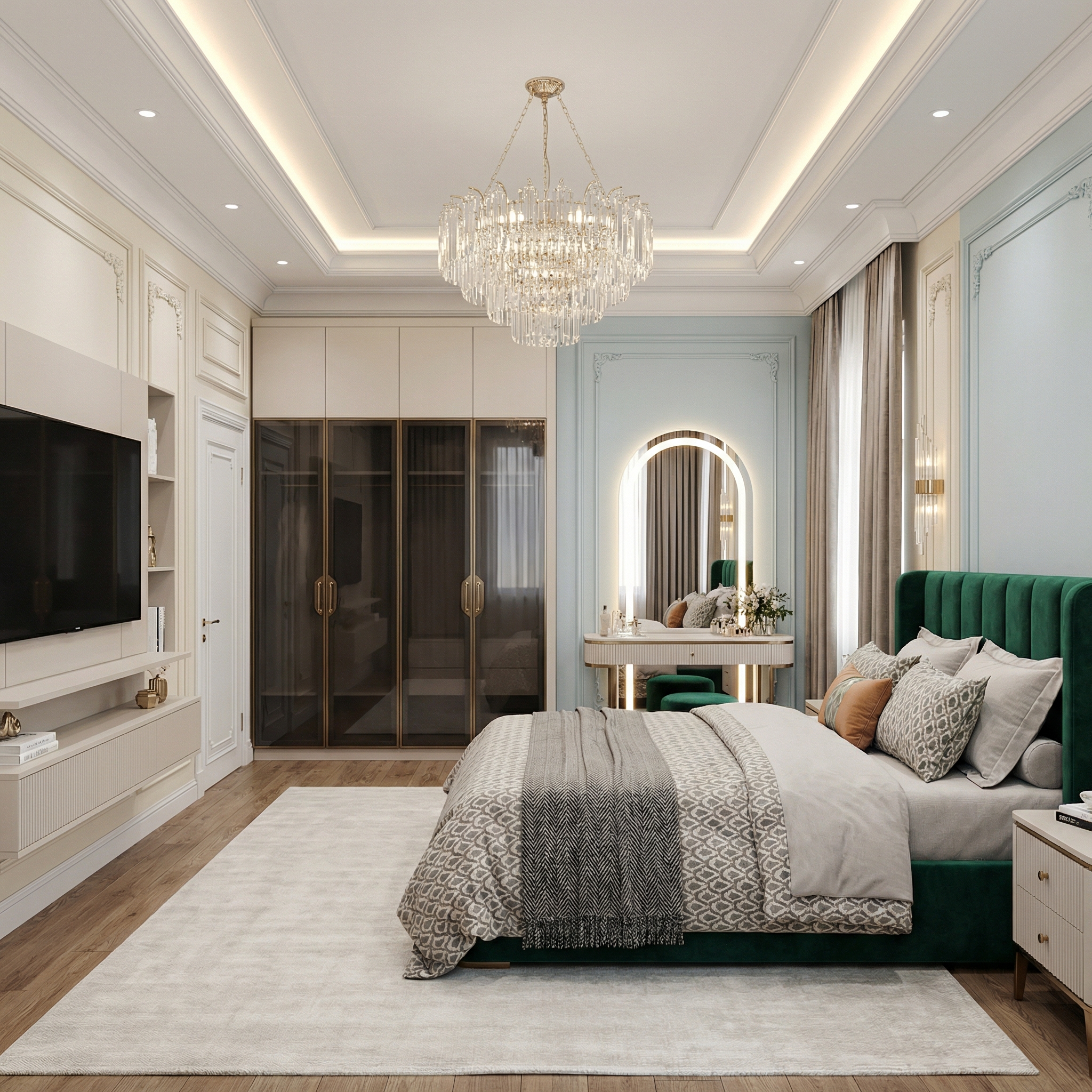 Дизайн спальни в стиле Классика — фото интерьера от нейросети RoomGPT