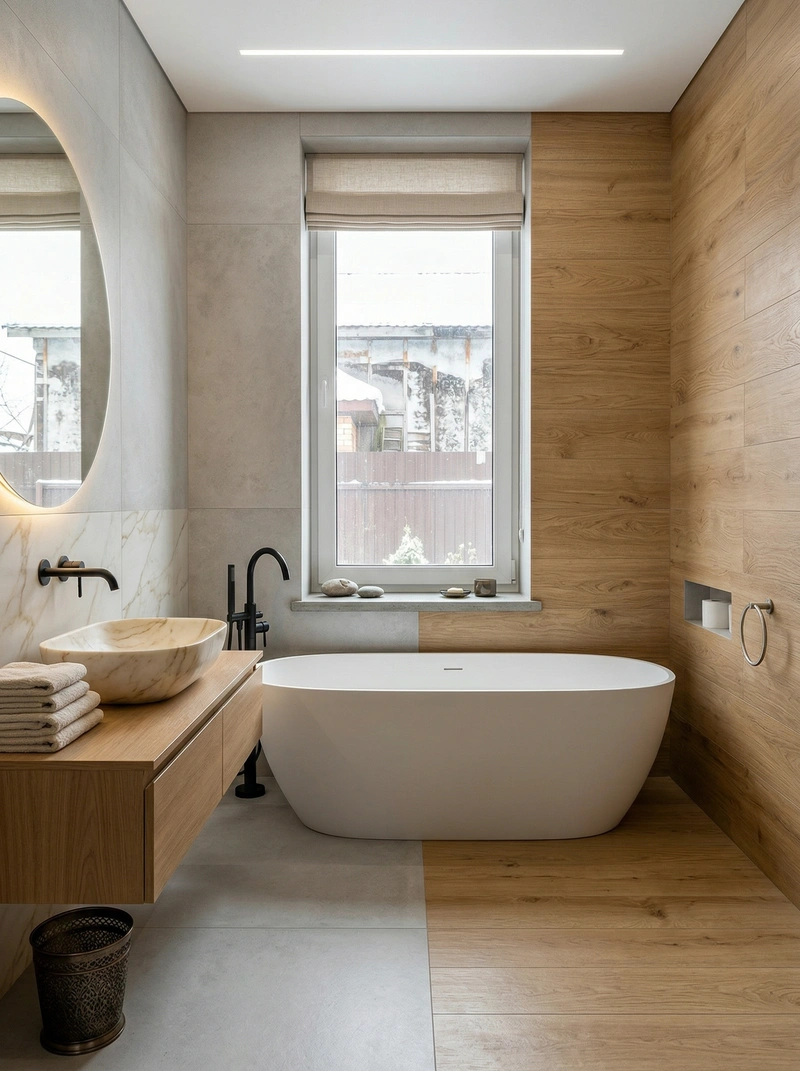 Дизайн ванной в стиле Минимализм — фото интерьера от нейросети RoomGPT