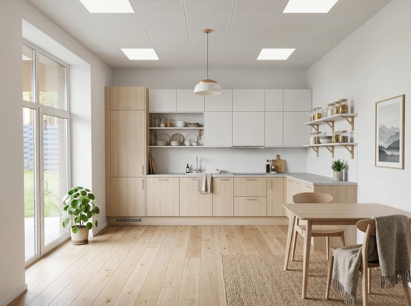 Дизайн кухни в стиле Сканди — фото интерьера от нейросети RoomGPT