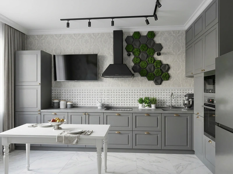 Дизайн интерьера в стиле Классика — Кухня от нейросети RoomGPT