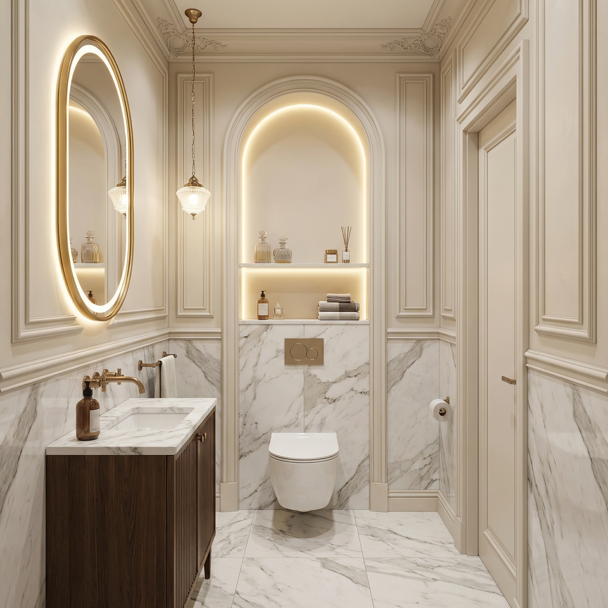 Дизайн ванной в стиле Классика — фото интерьера от нейросети RoomGPT