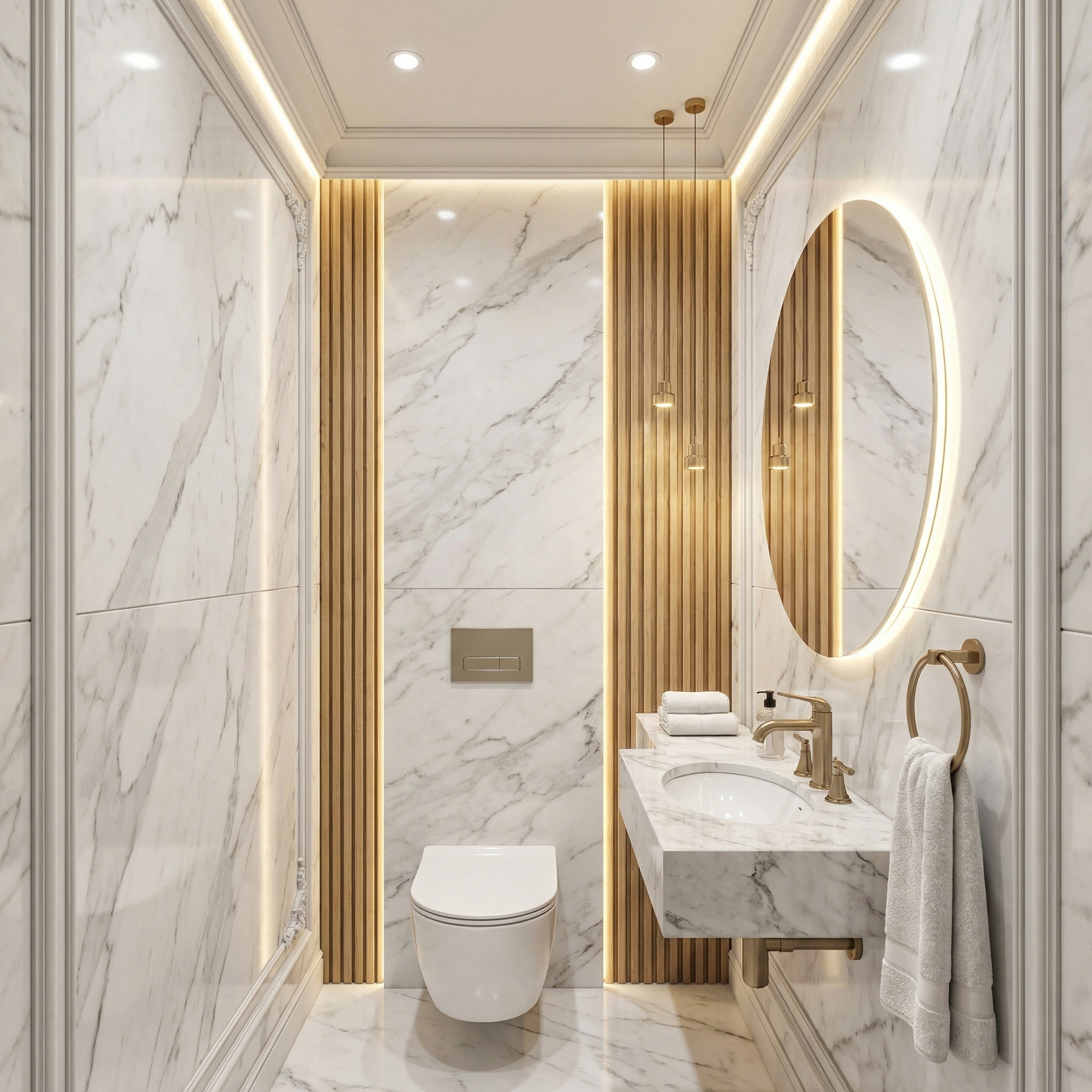 Дизайн ванной в стиле Неоклассика — фото интерьера от нейросети RoomGPT