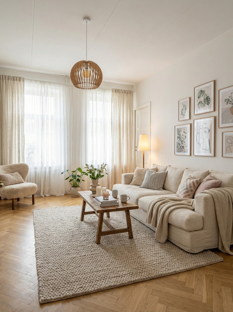 Дизайн интерьера в стиле Хюгге — Гостиная от нейросети RoomGPT