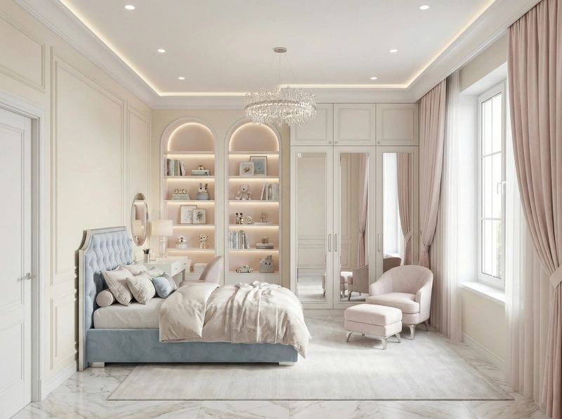 Дизайн детской в стиле Классика — фото интерьера от нейросети RoomGPT