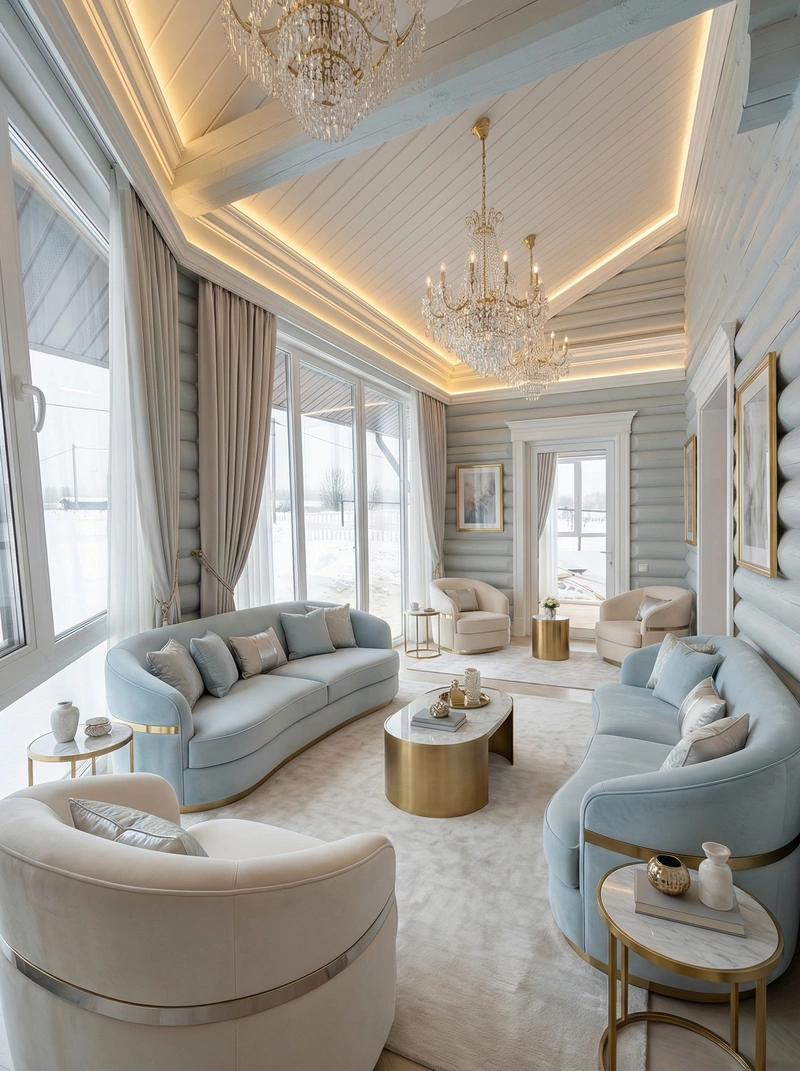 Дизайн интерьера в стиле Неоклассика — Гостиная от нейросети RoomGPT
