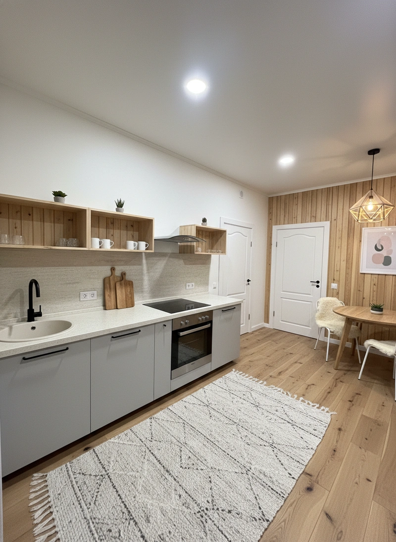 Дизайн интерьера в стиле Хюгге — Кухня от нейросети RoomGPT