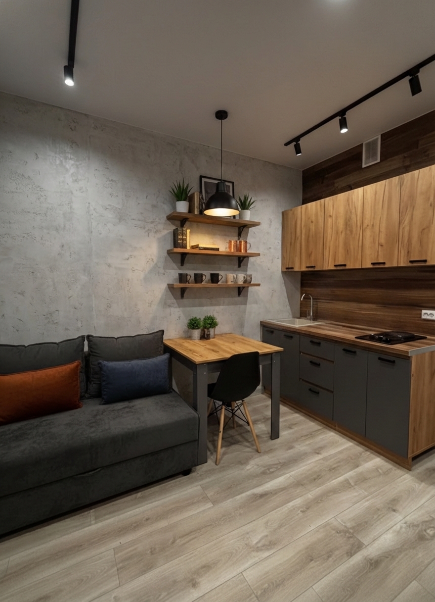 Дизайн кухни в стиле Лофт — фото интерьера от нейросети RoomGPT