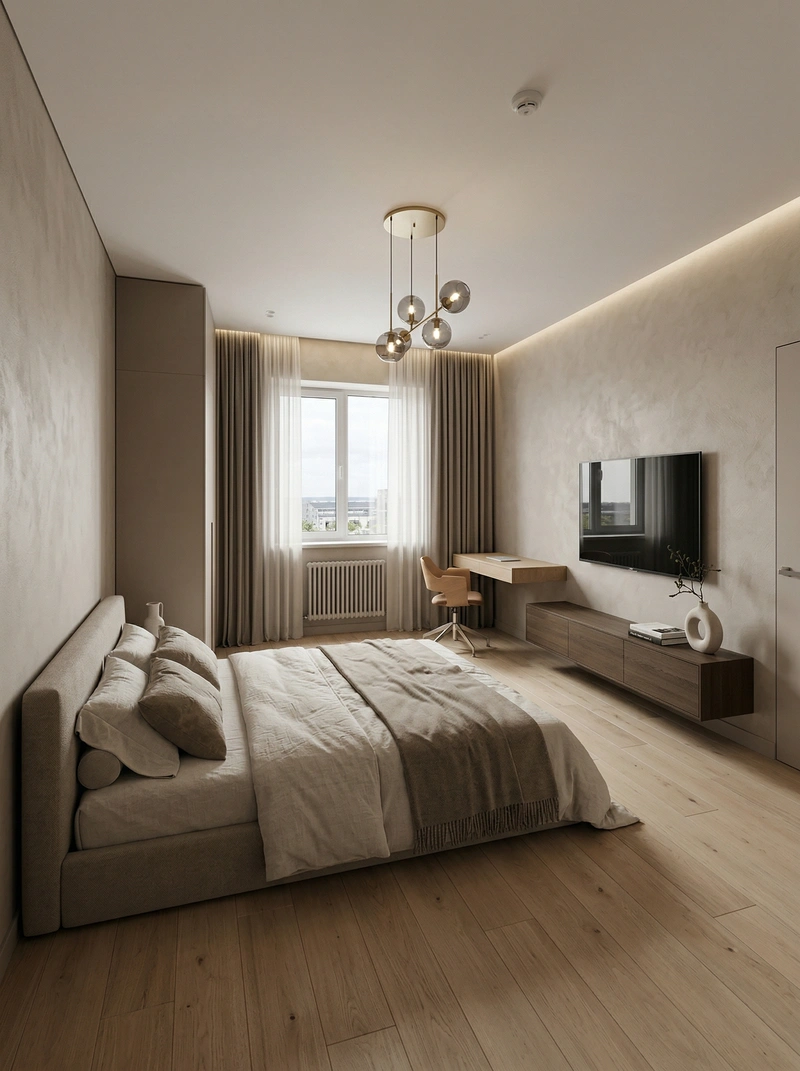 Дизайн спальни в стиле Минимализм — фото интерьера от нейросети RoomGPT