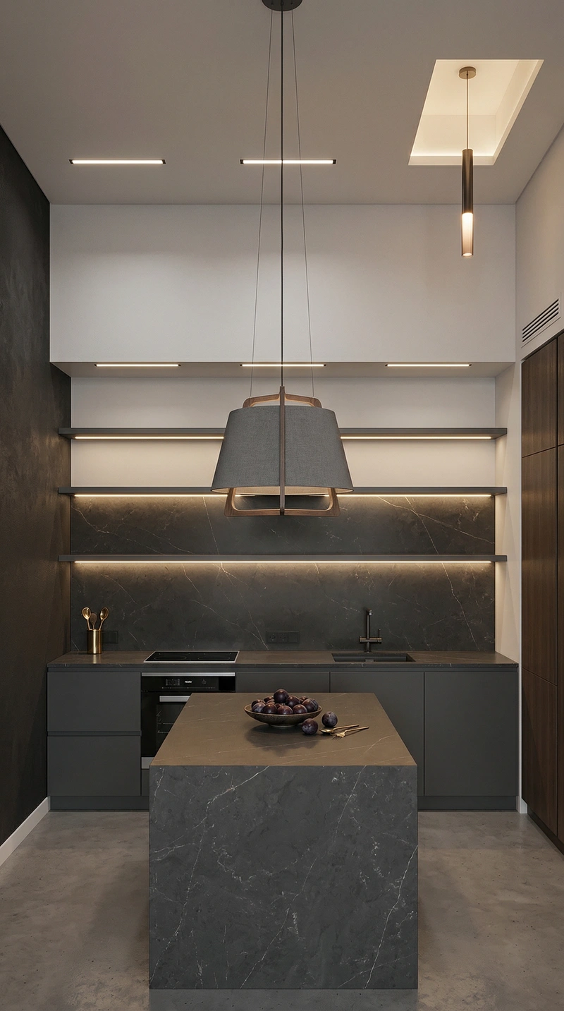 Дизайн интерьера в стиле Контемпорари — Кухня от нейросети RoomGPT