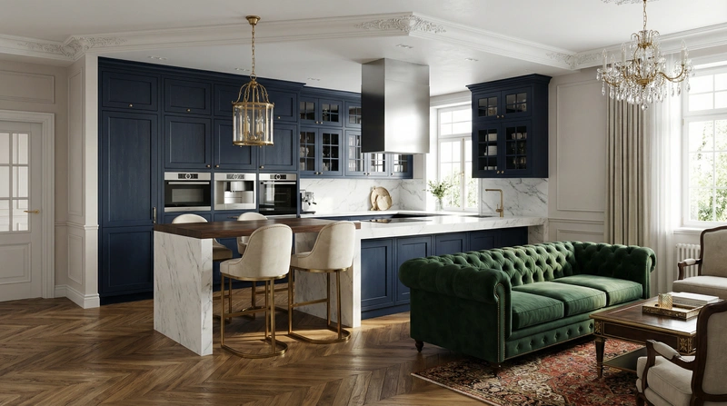 Дизайн интерьера в стиле Классика — Кухня от нейросети RoomGPT