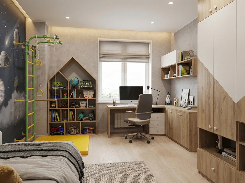 Дизайн интерьера в стиле Эклектика — Детская от нейросети RoomGPT