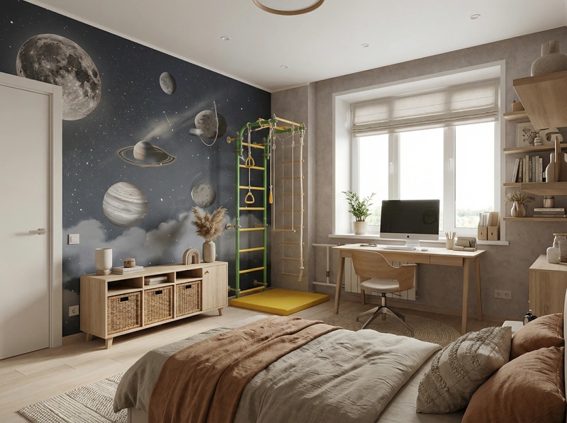 Дизайн детской в стиле Japandi — фото интерьера от нейросети RoomGPT