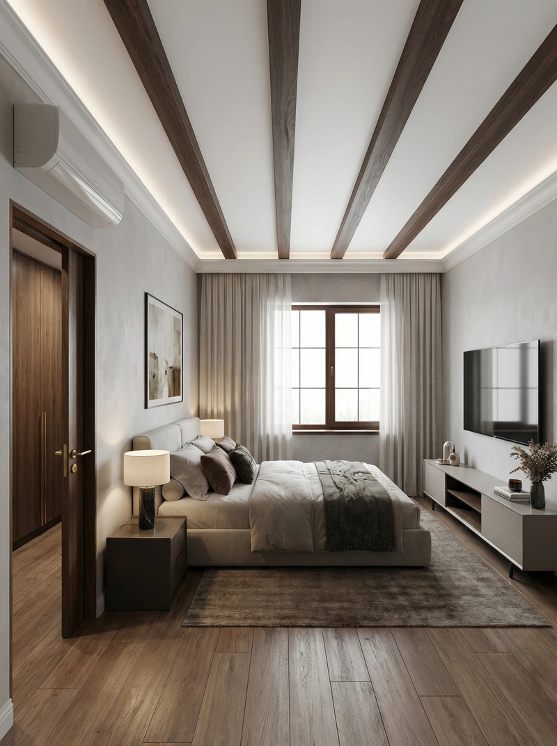 Дизайн интерьера в стиле Контемпорари — Спальня от нейросети RoomGPT