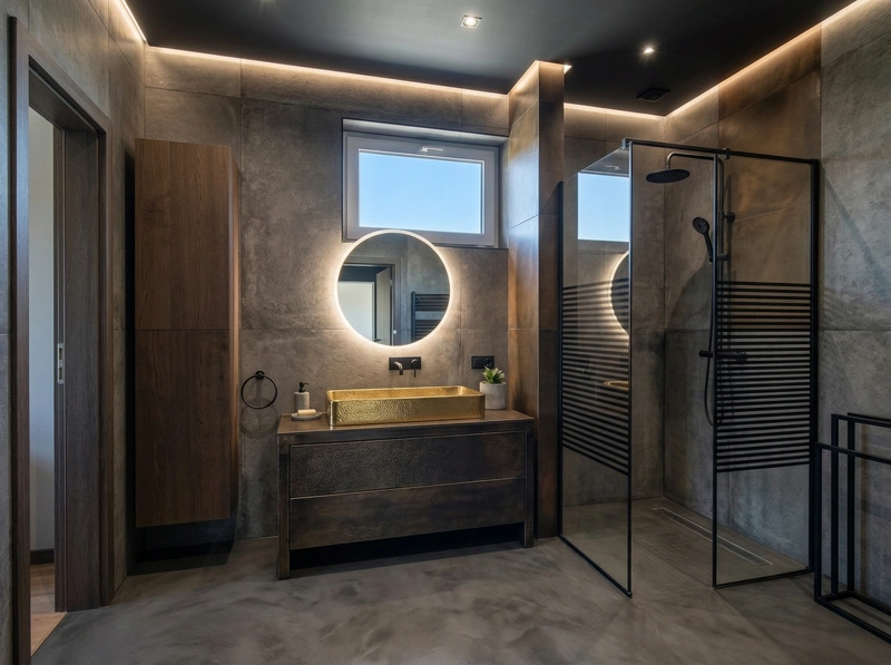 Дизайн ванной в стиле Лофт — фото интерьера от нейросети RoomGPT