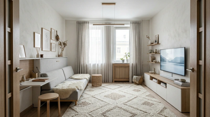 Дизайн интерьера в стиле Хюгге — Гостиная от нейросети RoomGPT