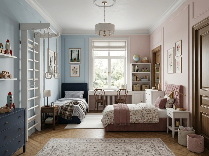 Дизайн детской в стиле Классика — фото интерьера от нейросети RoomGPT