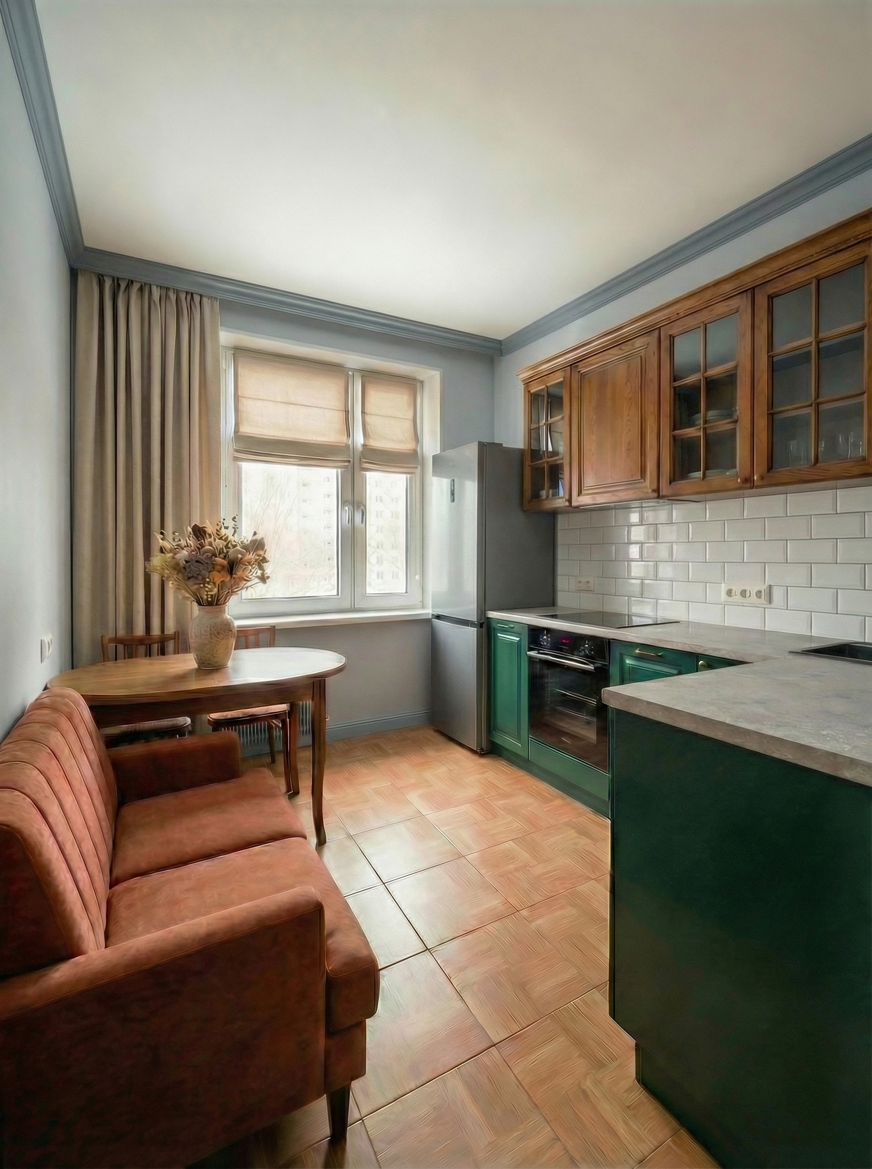 Дизайн кухни в стиле Британский — фото интерьера от нейросети RoomGPT