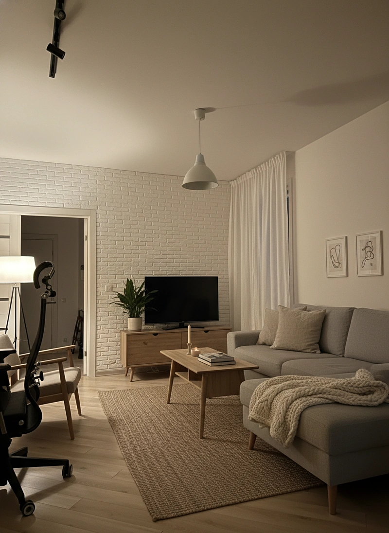 Дизайн интерьера в стиле Хюгге — Гостиная от нейросети RoomGPT